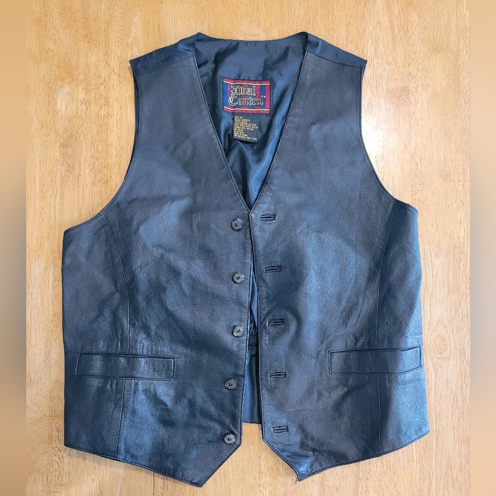 EUC VINTAGE Dual Control 100% leather vest